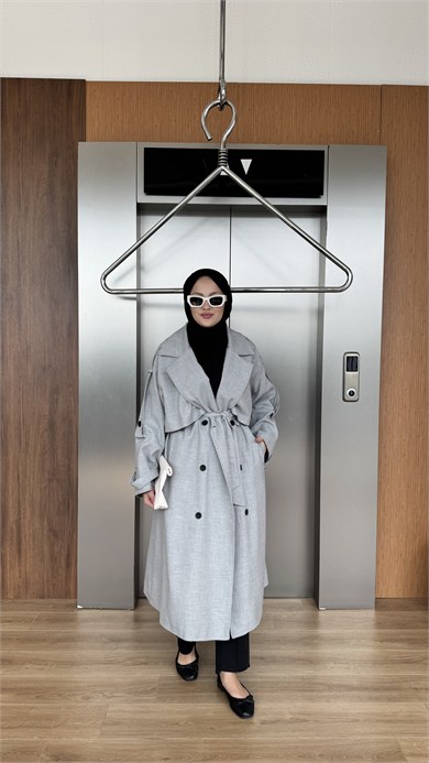 CASUAL ELEGANCE TRENÇKOT - GRİ 