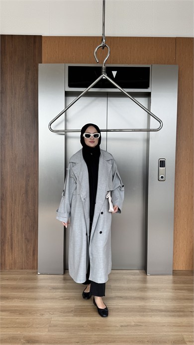 CASUAL ELEGANCE TRENÇKOT - GRİ 