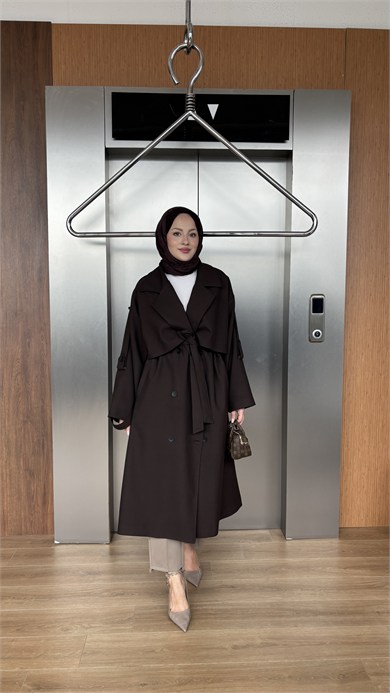 CASUAL ELEGANCE TRENÇKOT - KAHVE