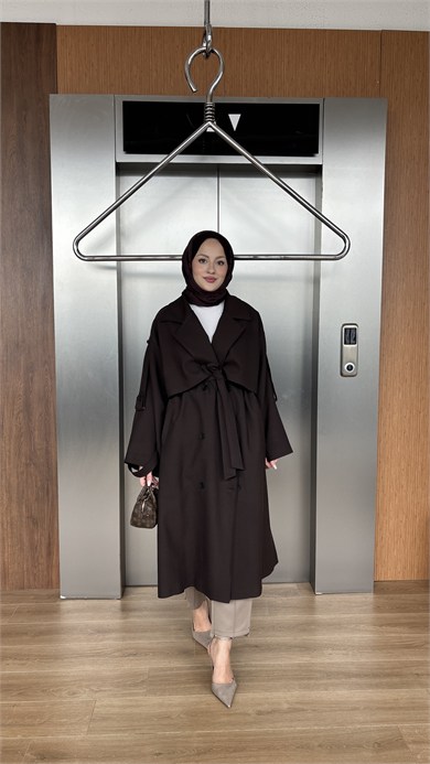 CASUAL ELEGANCE TRENÇKOT - KAHVE