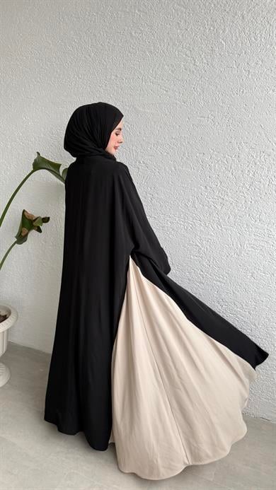 ÇİFT RENKLİ ABAYA - SİYAH 