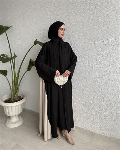 ÇİFT RENKLİ ABAYA - SİYAH 