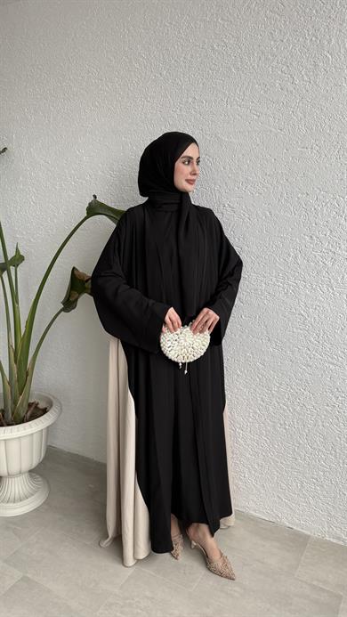 ÇİFT RENKLİ ABAYA - SİYAH 