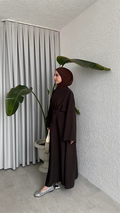 CUPRA BAĞLAMALI ELBİSE -ACI KAHVE