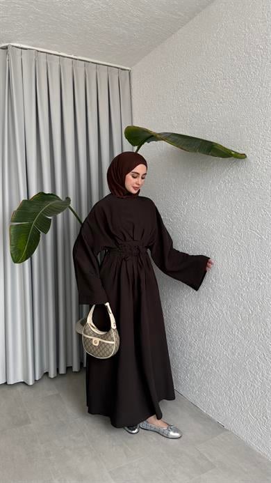 CUPRA BAĞLAMALI ELBİSE -ACI KAHVE