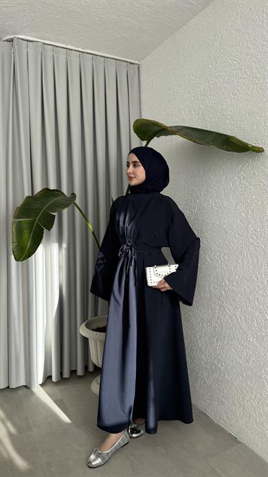 CUPRA BAĞLAMALI ELBİSE - LACİVERT