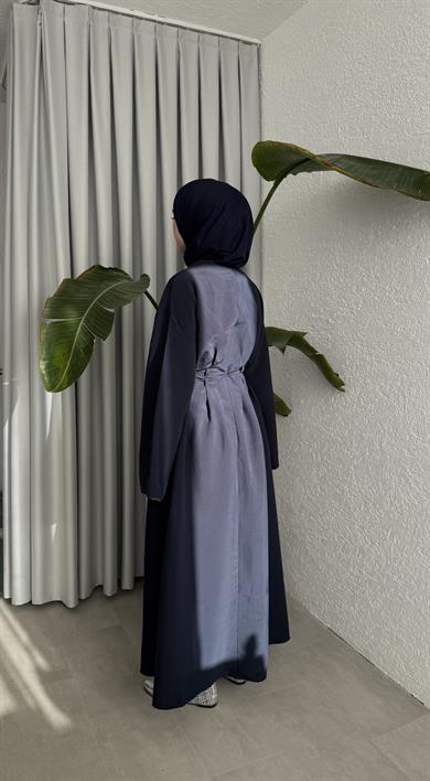 CUPRA BAĞLAMALI ELBİSE - LACİVERT