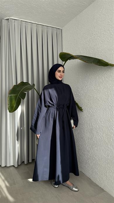 CUPRA BAĞLAMALI ELBİSE - LACİVERT