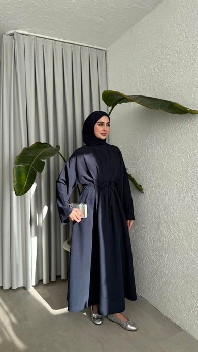 CUPRA BAĞLAMALI ELBİSE - LACİVERT