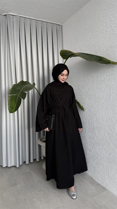 CUPRA BAĞLAMALI ELBİSE - SİYAH