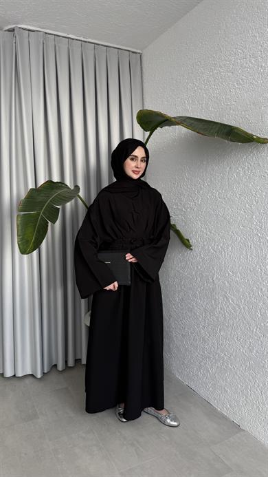 CUPRA BAĞLAMALI ELBİSE - SİYAH