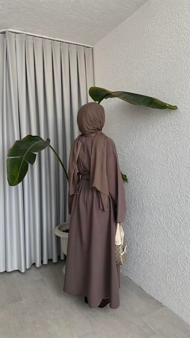 CUPRA BAĞLAMALI ELBİSE - VİZON