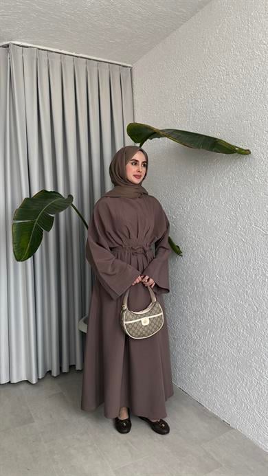 CUPRA BAĞLAMALI ELBİSE - VİZON