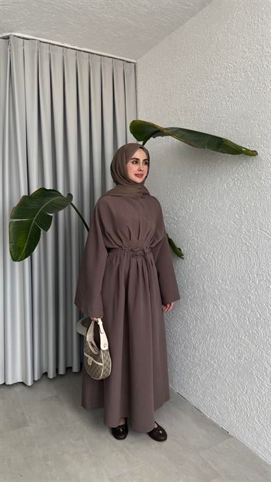 CUPRA BAĞLAMALI ELBİSE - VİZON