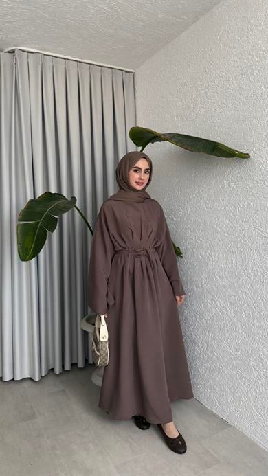 CUPRA BAĞLAMALI ELBİSE - VİZON