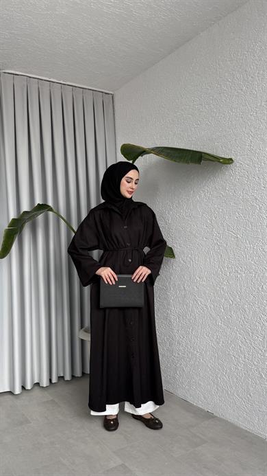 ELORA DÜĞMELİ KAP  - SİYAH