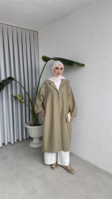 ZR MODEL GABARDİN TRENÇKOT - YAĞ YEŞİLİ 