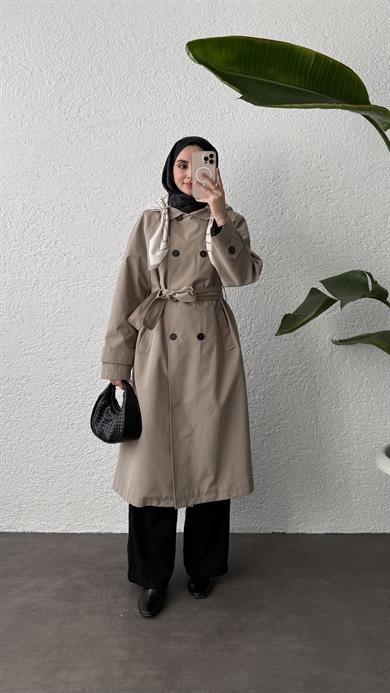 FULARLI TRENÇKOT - HAKİ