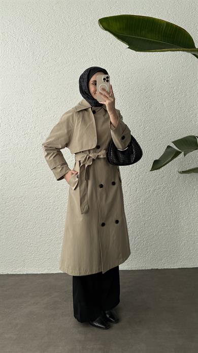 KUŞAKLI TRENÇKOT - HAKİ
