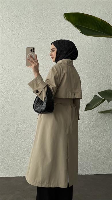 KUŞAKLI TRENÇKOT - HAKİ