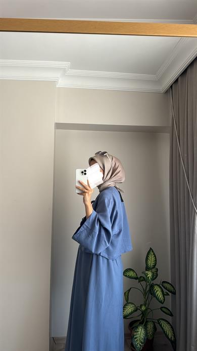 EMİLY KETEN ETEKLİ TAKIM - İNDİGO
