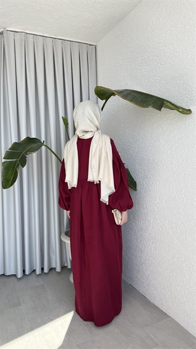 FARAH MÜSLİN ELBİSE - BORDO