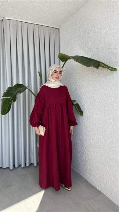 FARAH MÜSLİN ELBİSE - BORDO
