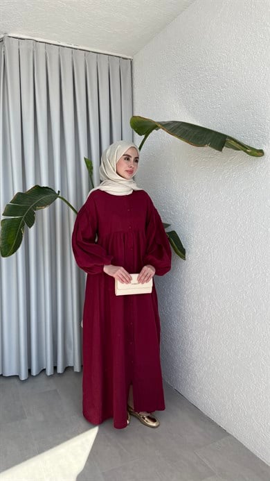 FARAH MÜSLİN ELBİSE - BORDO