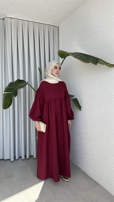 FARAH MÜSLİN ELBİSE - BORDO
