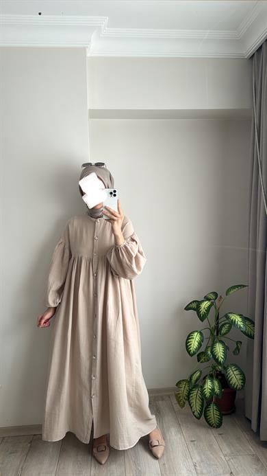 FARAH MÜSLİN ELBİSE - BEJ