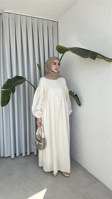 FARAH MÜSLİN ELBİSE - EKRU