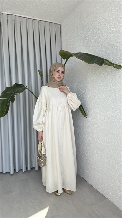 FARAH MÜSLİN ELBİSE - EKRU