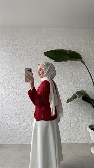 GOLD DÜĞMELİ MERSERİZE HIRKA - KIRMIZI