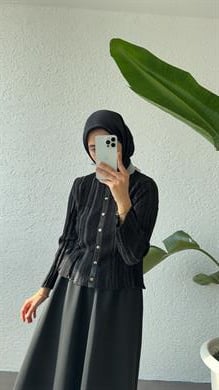 GOLD DÜĞMELİ MERSERİZE HIRKA - SİYAH