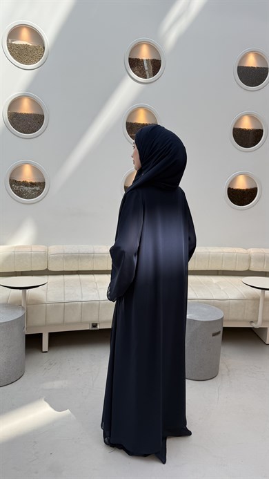 İÇİ %100 PAMUK ÜÇLÜ ABAYA TAKIM - LACİVERT