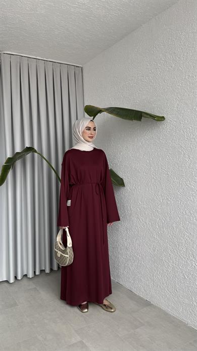 İKİ İPLİK OVERSİZE ELBİSE - BORDO