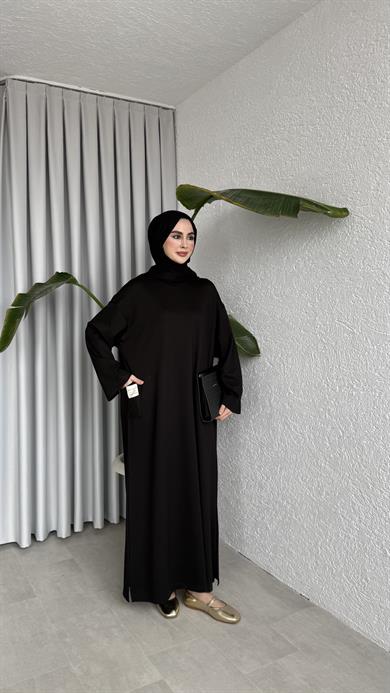 İKİ İPLİK OVERSİZE ELBİSE - SİYAH