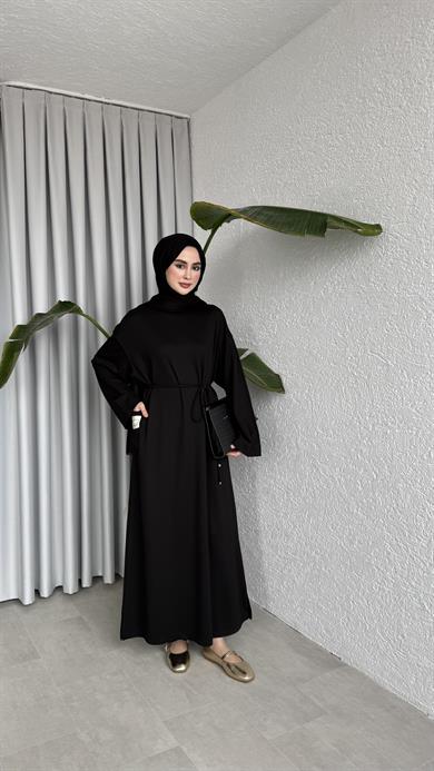 İKİ İPLİK OVERSİZE ELBİSE - SİYAH