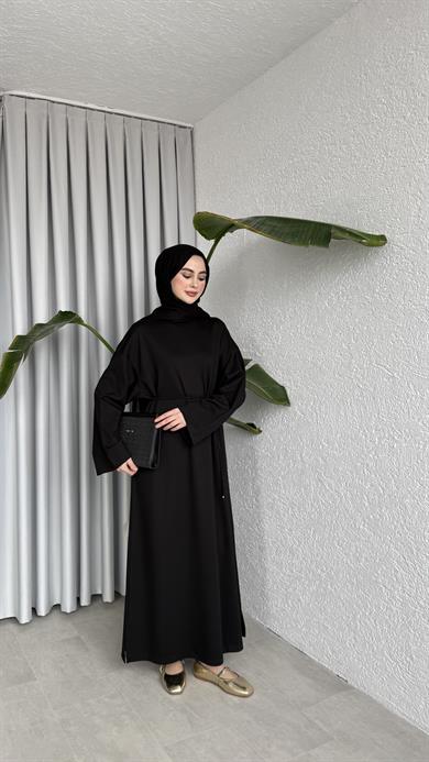 İKİ İPLİK OVERSİZE ELBİSE - SİYAH