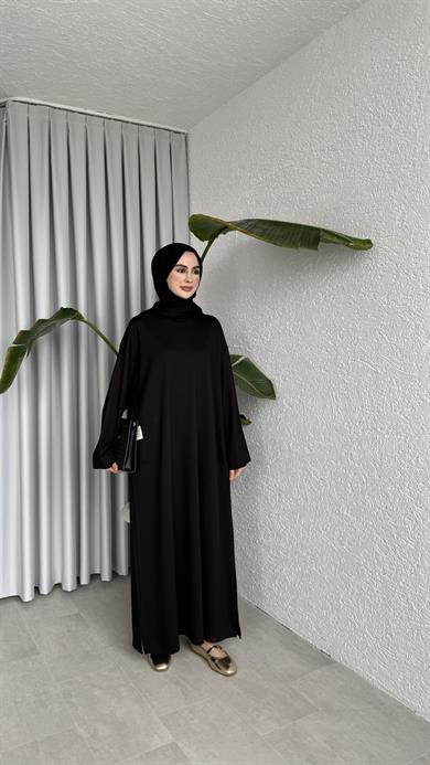 İKİ İPLİK OVERSİZE ELBİSE - SİYAH