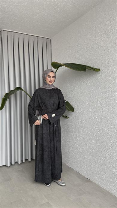 İKİ İPLİK OVERSİZE ELBİSE - SOLUK DESEN