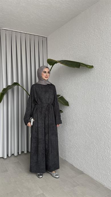 İKİ İPLİK OVERSİZE ELBİSE - SOLUK DESEN