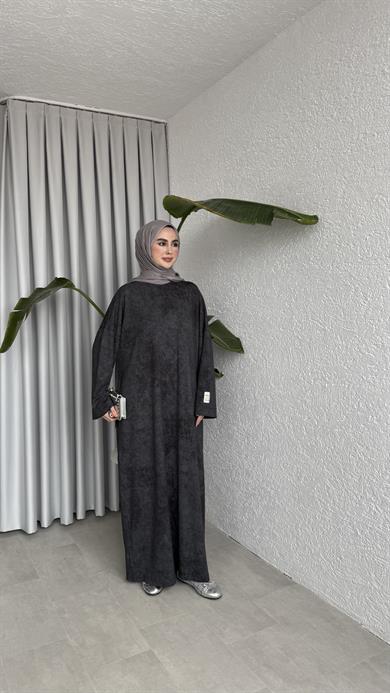 İKİ İPLİK OVERSİZE ELBİSE - SOLUK DESEN