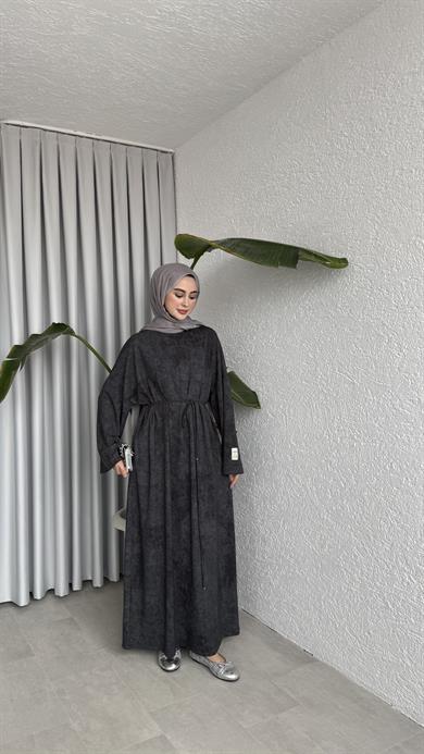 İKİ İPLİK OVERSİZE ELBİSE - SOLUK DESEN