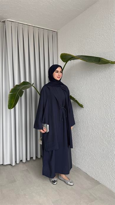İKİ PARÇALI MODAL ELBİSE - LACİVERT