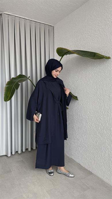 İKİ PARÇALI MODAL ELBİSE - LACİVERT