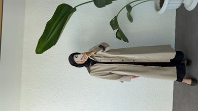 KADİFE YAKALI TRENÇKOT - BEJ