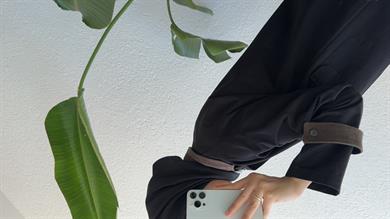 KADİFE YAKALI TRENÇKOT - SİYAH