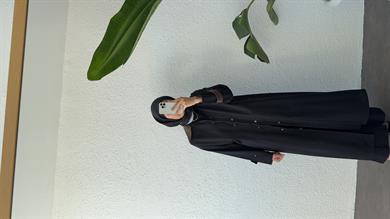 KADİFE YAKALI TRENÇKOT - SİYAH