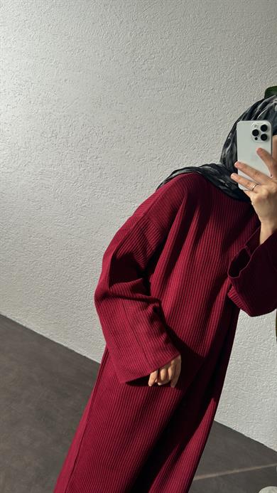 KIŞLIK TRİKO ELBİSE - BORDO